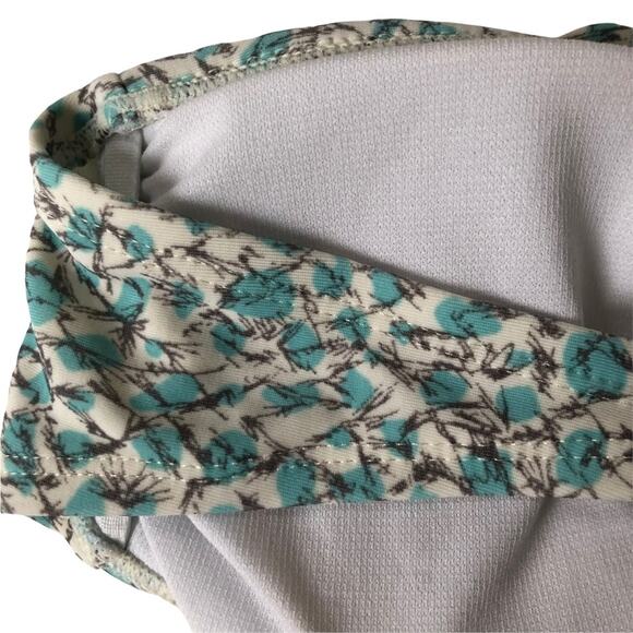 French Connection Knotted Bandeau Bikini Top Strapless Soft Cup White Blue M - Picture 7 of 10